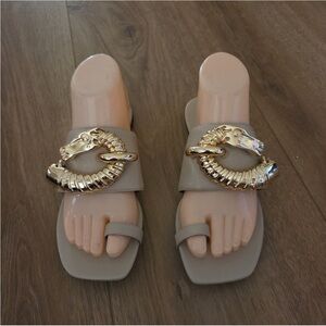 Tory Burch Jessa Toe Ring Sandals in Stone Gray